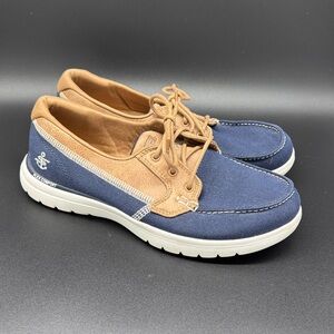 Skechers On-the-Go Flex Navy and Tan Women's Shoes Sz 8